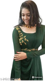 Embroidered Georgette long-sleeved blouse, gareen handvaek in Indian style and net pattern