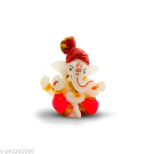 Handpainted Polyresin Ganesh Idol, vibrant colors, versatile home decor showpiece for car dashboard or living room