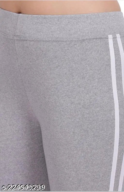 Gray jogger pants with white line detail