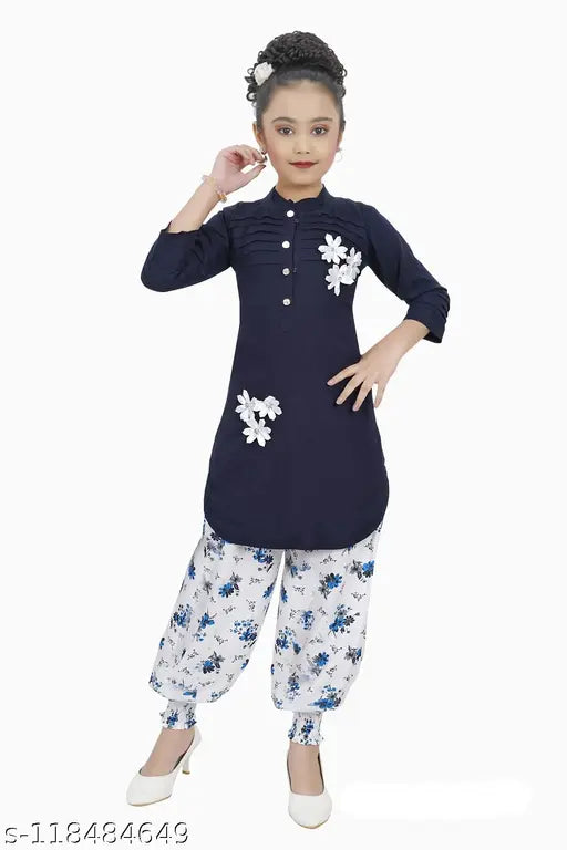 Cotton blend kurta and churidar dhoti set in solid colors - Indian ethnic wear for kids, premium quality