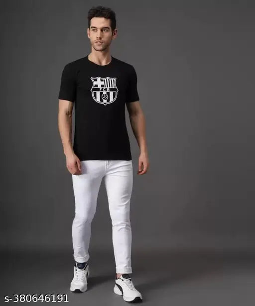 White cotton blend solid jeans, comfortable and stretchable with double-stitched hems and pockets #QualityDenim - MAAHIT brand (Size: 28, 30, 32, 34, 36; Length: 39 inches; Hip Size varies) Made in India