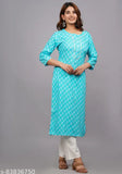 Women's self-designed rayon printed kurti, three-quarter sleeve, ideal for parties and festivals, India origin