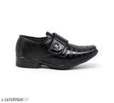 Black leather dress shoes, velcro strap