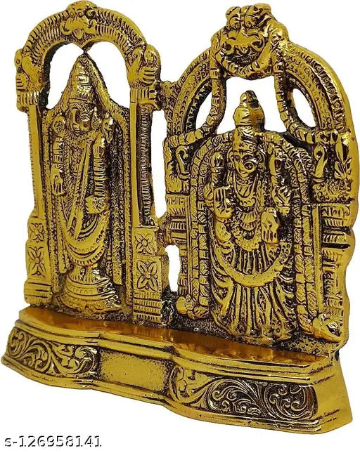 Metal Lord Tirupati Balaji Govinda Srinivasa Lord Sri Venkateswara tabletop statue, Indian spiritual home decor for temple idols & figurines