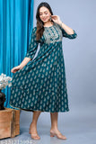 Blue embroidered anarkali printed kurta
