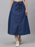 Blue denim Western skirt with belt and two pockets, high-quality Codaisy women's design for versatile fashionable wear