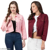 Indian-made cotton twill jacket set, pack of 2 - solid style perfect for everyday wear