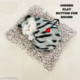 White & black plastic Balley Sleeping cat showpiece for car decor, cute kitten toy with voice function