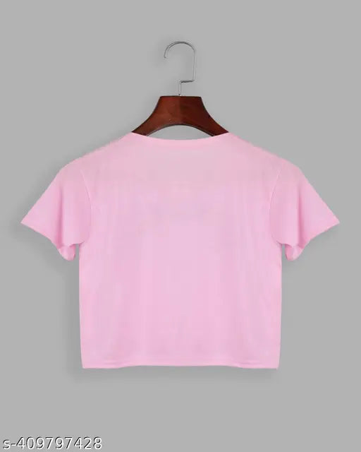 Pink Yes Daddy 99 cotton blend short sleeve printed net t-shirt, vibrant and casual women's top in size S, bust 33 inches, made in India