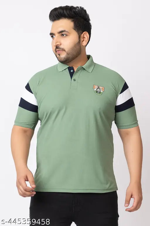 Vibrant plus size polycotton polo neck T-shirt for men in contrasting colors, ideal for XL, 3XL, 4XL, and 5XL sizes