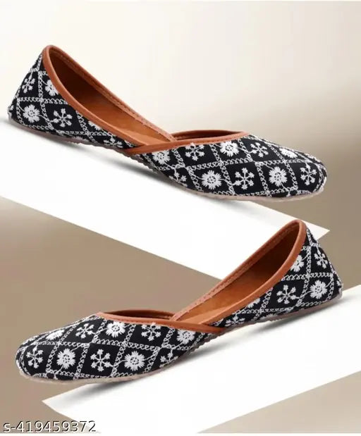 Synthetic colorblock Jutti for women - Comfortable Quikni ethnic footwear on display in black with ankle loop