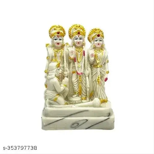 White resin Ram Darbar idol, religious gift for office or home decor - 15 cm