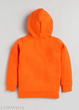 Lazy Shark Boys Orange Bear Typography Printed Hooded Fleece Sweatshirt