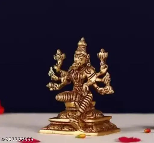 Brass, small size, pure brasspital Varahi Amman 8-handed god idol from India