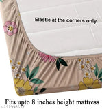 Glace cotton fitted double bedsheet & pillow covers (72x78 inches, 18x28 inches), floral pattern, elastic corners, ideal for summer