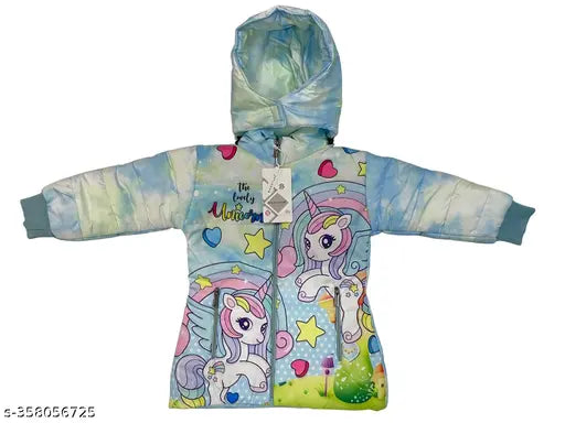 My Little Pony hoodie with unicorn pattern, light blue jacket