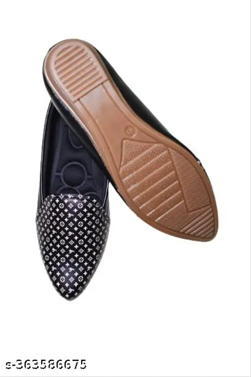 PU printed ballerina flats, elegant pattern belly BT01, slip-on design in sizes IND-6, 7, 8, 9, 10 from India