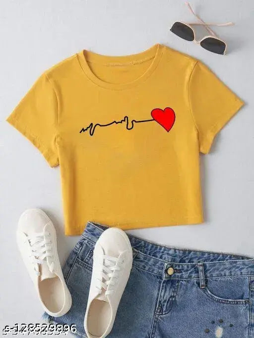 Premium cotton blend crop top with graphic print for women and girls, India-made