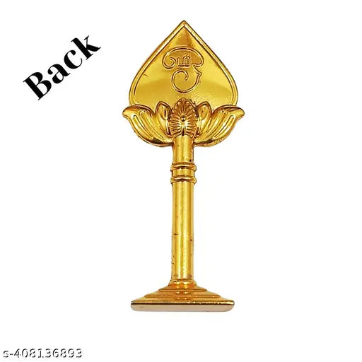 Gold-toned Murugan Vel metal showpiece for home decor, office, car dashboard, or pooja room, traditional Indian religious idol
