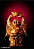 Feng Shui Laughing Buddha with Money Ingot, poly resin home decor showpiece (12cm), suitable for wall hanging, photo frame, or refrigerator cover