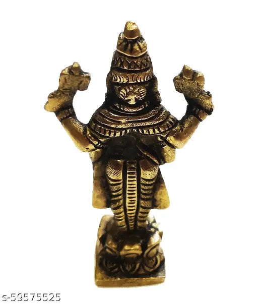 Ashtadhaatu brass Dhanvantri idol statue, 3.5" tall for Dhanteras pujan and home temple