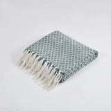 Mint green and white diamond woven throw blanket sofa bed for coziness
