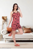 Pink satin pyjama set with adjustable straps, featuring heart print design - Indian made sleepwear for women