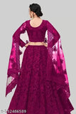 Embroidered net lehenga-choli and dupatta set by FEBRONICS NEW STYEL, semi-stitched in India (44m/42m/2.2m)