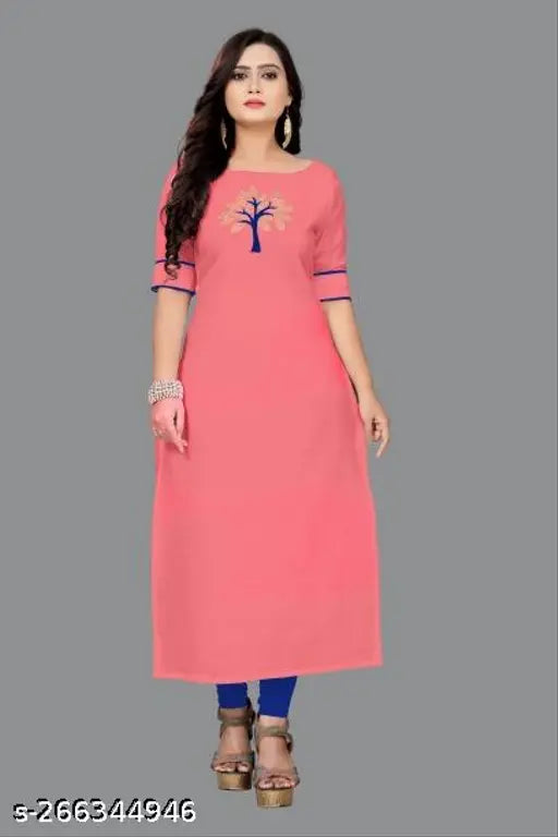 Women's Aline cotton blend patchwork summer straight kurti, blackstraight kurti