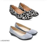 Grey and black Hagam women's bellies ballerina flat shoes with white spots