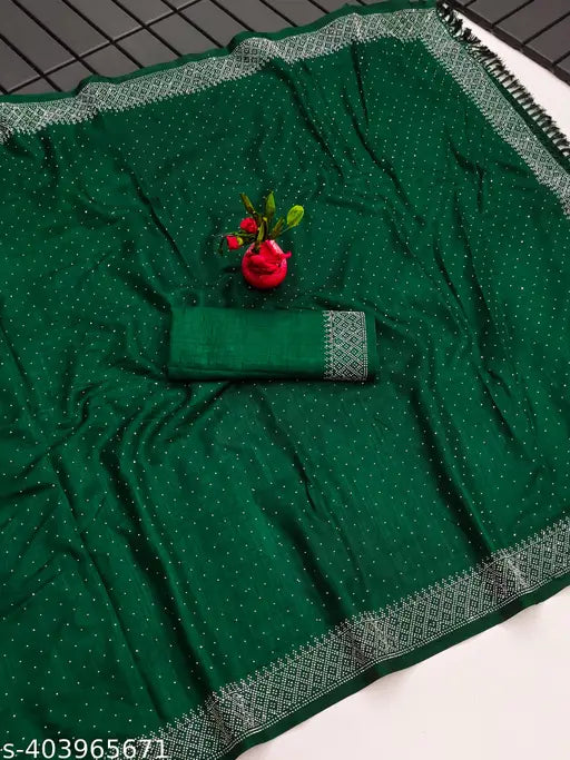 Vichitra Silk Shambhu Creation Dola Saree with Swarovski diamond work, festive party wear