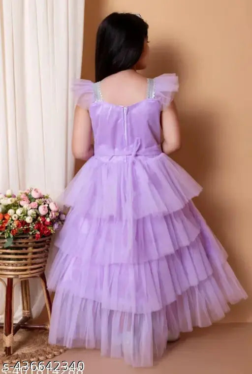 Purple chiffon maxi dress with cap sleeves and full length