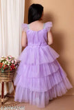 Purple chiffon maxi dress with cap sleeves and full length
