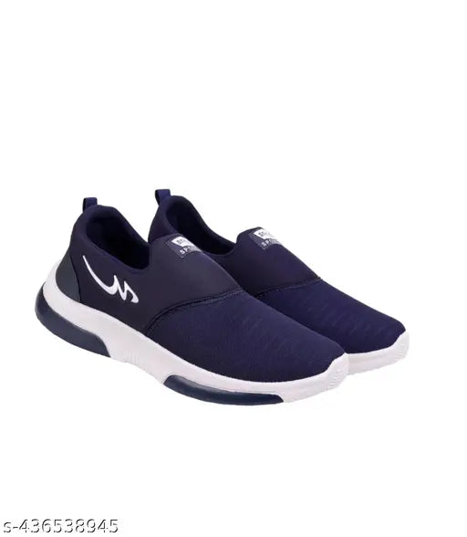 Blue and white slip-on sneakers