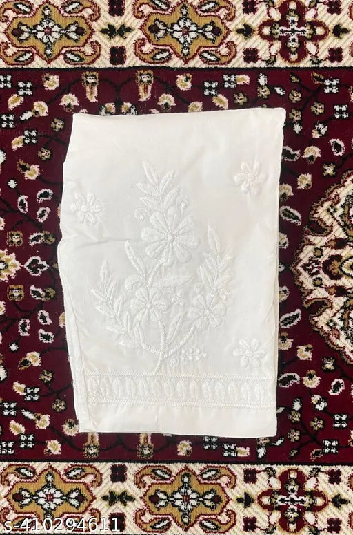 Chikankari cotton pant, hand-embroidered in India, soft and comfortable for women's fashion, regular fit