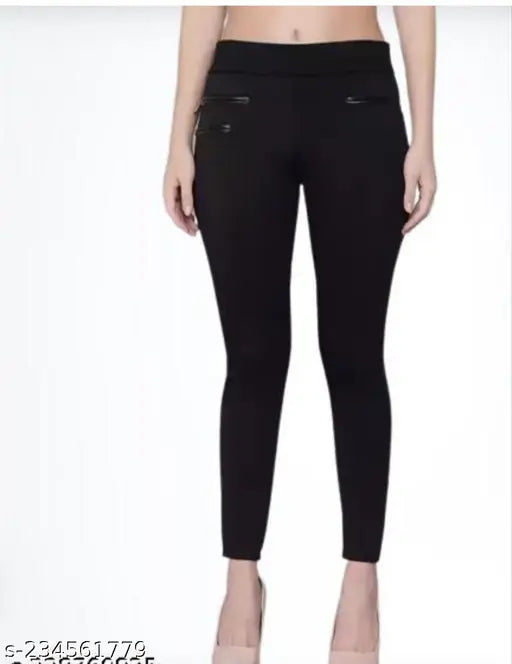 Solid Lycra fancy stretchable jegging, available in sizes 26, 28, 30, 32. Made in India