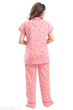 Cotton printed nightsuit dress for women and girls, Indian-made nightwear with short sleeves and pyjama bottoms