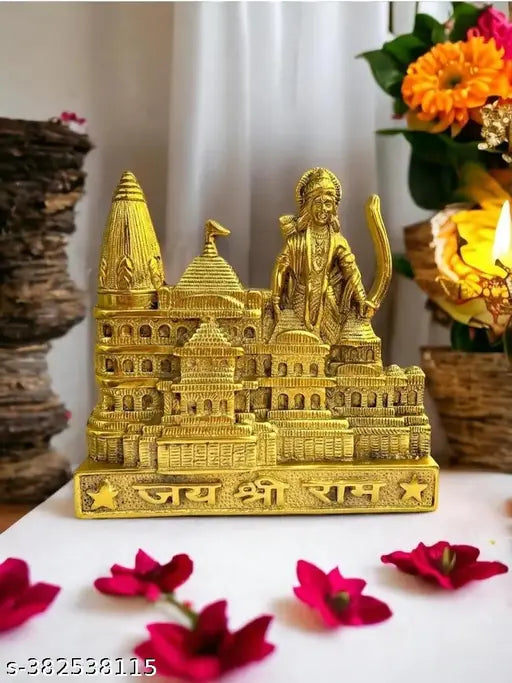 Oxide metal Ram mandir idol, 2 cm x 21 cm x 21 cm from Shri Ram Mandir Ayodhya model - Indian temple decor