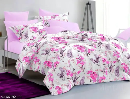 Multicolor microfiber elastic fitted king-size bedsheet with two pillow covers, perfect for summer and other occasions