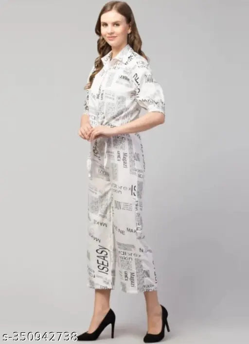 Poly crepe printed net jumpsuit set for women, latest fashion trend from India
