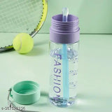 Transparent plastic straw water bottle, portable with rope design, BPA-free, leak-proof, 600ml capacity, pack of 1 (multicolor)