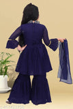 Georgette girls' sharara set - embroidered lehenga and frock combo for special events
