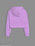 Purple cotton blend crop top with long sleeves and printed BT21 logo, for girls (India)