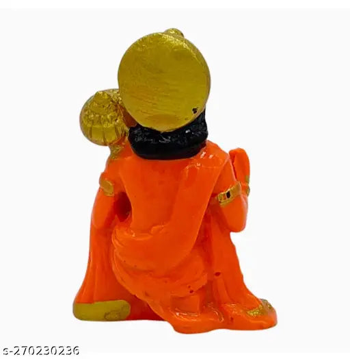 Small orange religious idol: Hanuman Balaji Bajrang Bali Sankat Mochak figure statue for car or home decor, 3 inches size from Ajmertoysandgiftpoint