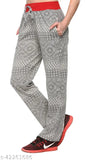 Printed women's nightwear pajamas with elastic waistband and drawstring closure