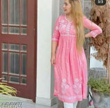 Peach embroidered kurta, long sleeves, intricate designs