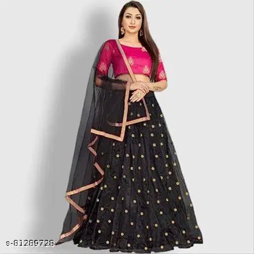 Taffeta silk and net dupatta lehega choli, modern Indian bridal topwear and drape with semi-stitched option