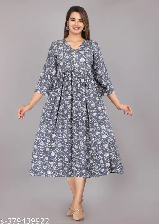 Rayon printed pom-pom women's anarkali, vibrant and festive, single sizes available