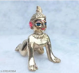 Brass Krishna idol, approximately 200g, Indian handcrafted Radha Rani statue