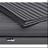 Grey Glace Cotton Feel Stripe Flat Sheet Set (90x100 inch), includes 2 King Size Pillow Covers - Premium quality, super soft & trendy bedding for adults, ideal for summer & gifting